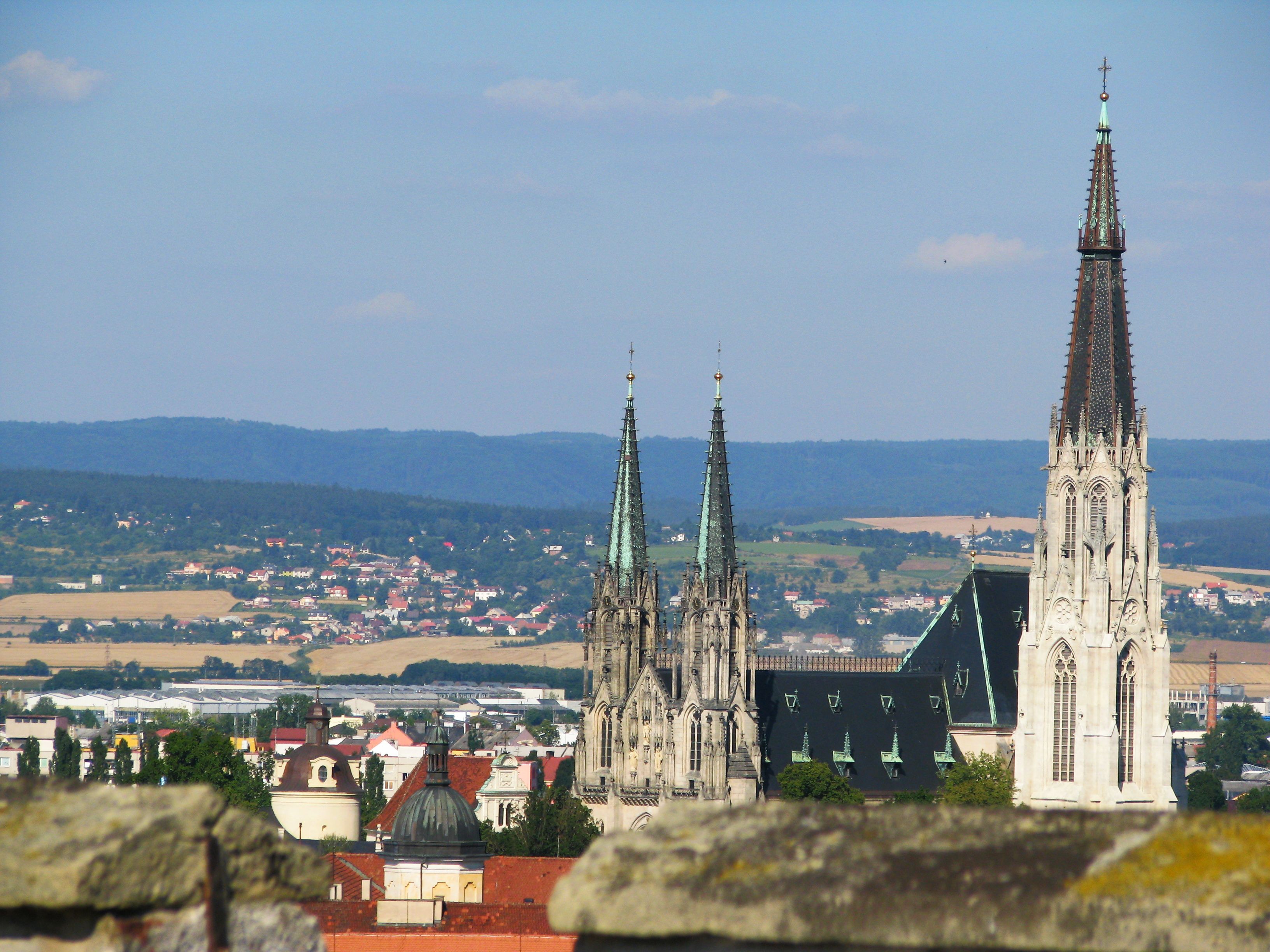 Panorama Nízkého Jeseníku s katedrálou sv. Václava